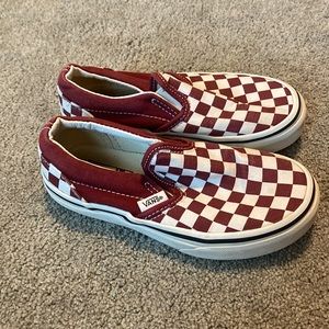 Vans check slip on 11.5 (12) maroon white